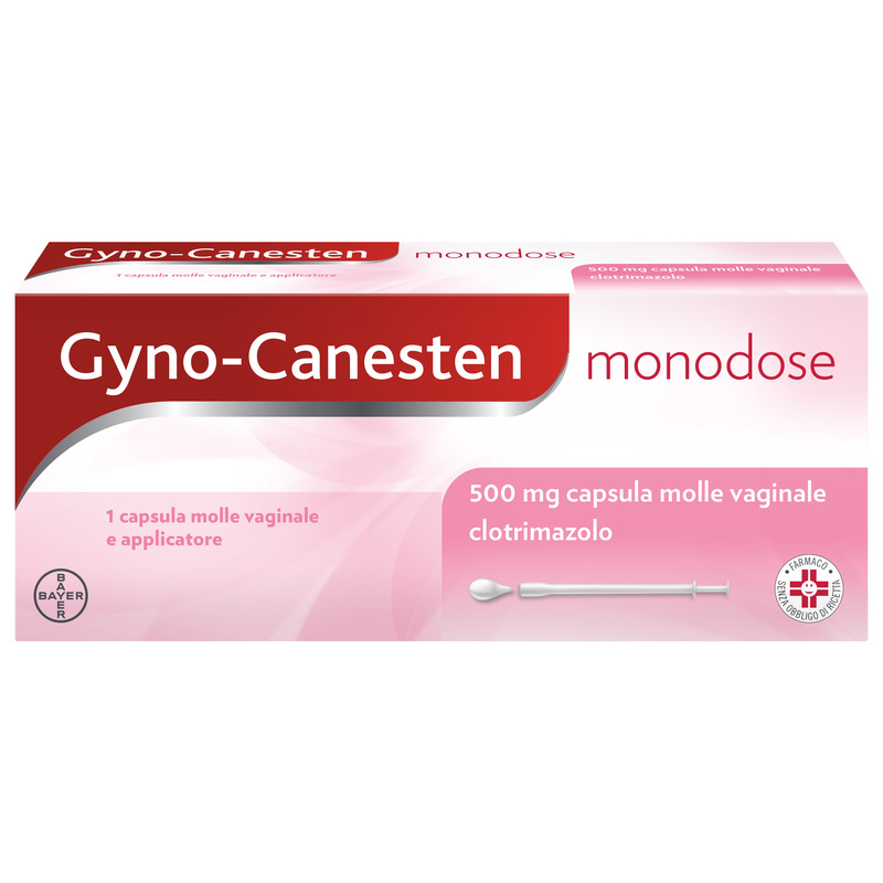Gyno-Canesten Monodose, Per Sintomi e Cause della Candida, con 500 mg di Clotrimazolo, 1 Capsula molle Vaginale + Applicatore
