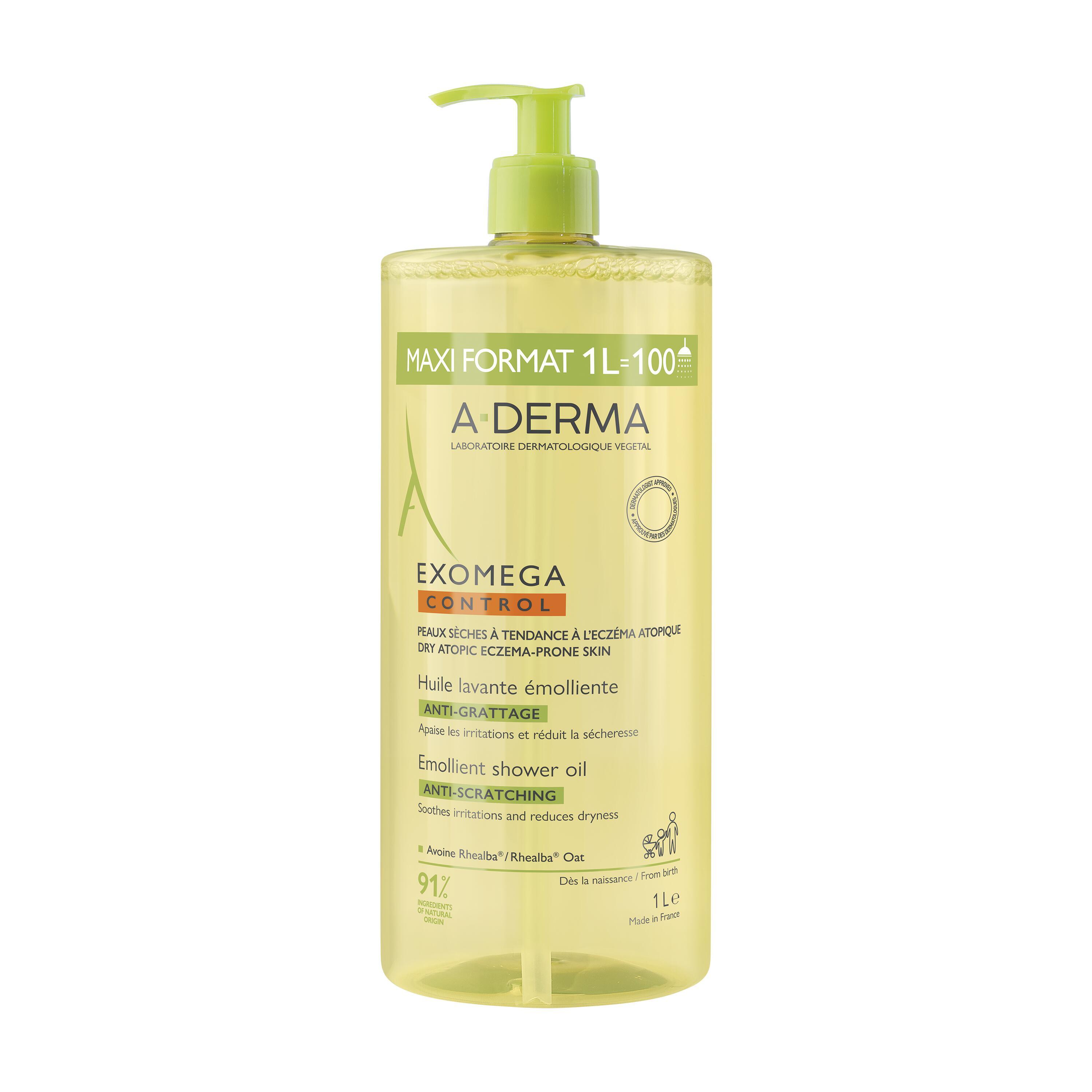 A-Derma Exomega Control - Olio lavante Emolliente Anti-Grattage Per Pelle Secca A Tendenza Atopica 1 Litro