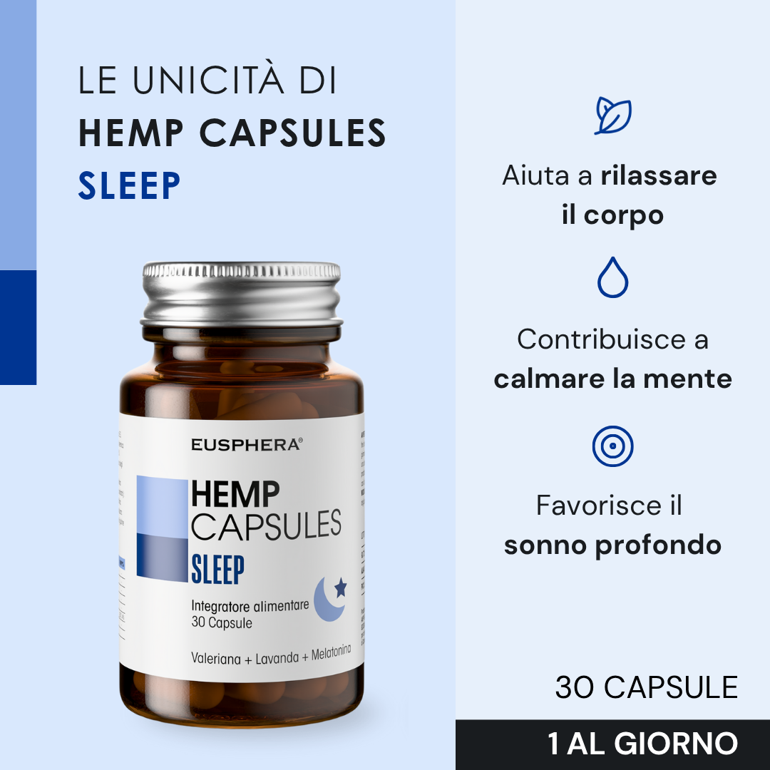 Eusphera Hemp Capsules Sleep 30 Capsule - Integratore Naturale Per Il Sonno