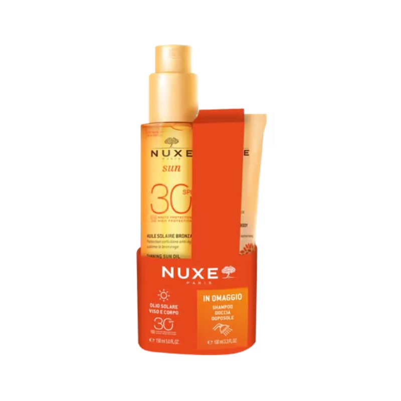 Nuxe Sun - Olio Solare SPF30 Viso E Corpo 150 ml + Shampoo Doposole 100 ml