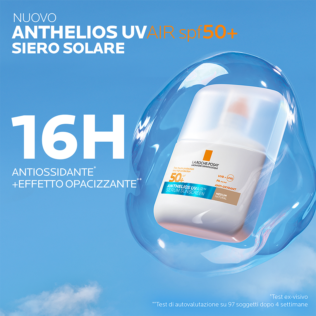 La Roche-Posay - Anthelios Uvair Serum Sunscreen SPF50+ Viso 50 ml - Tonalità Media