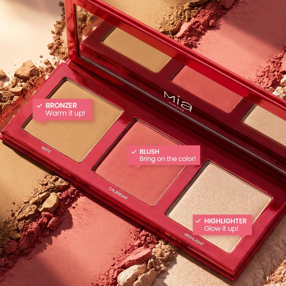 Mia Make Up Cheek Agenda - Palette 3 In 1 Viso N.03 Intense