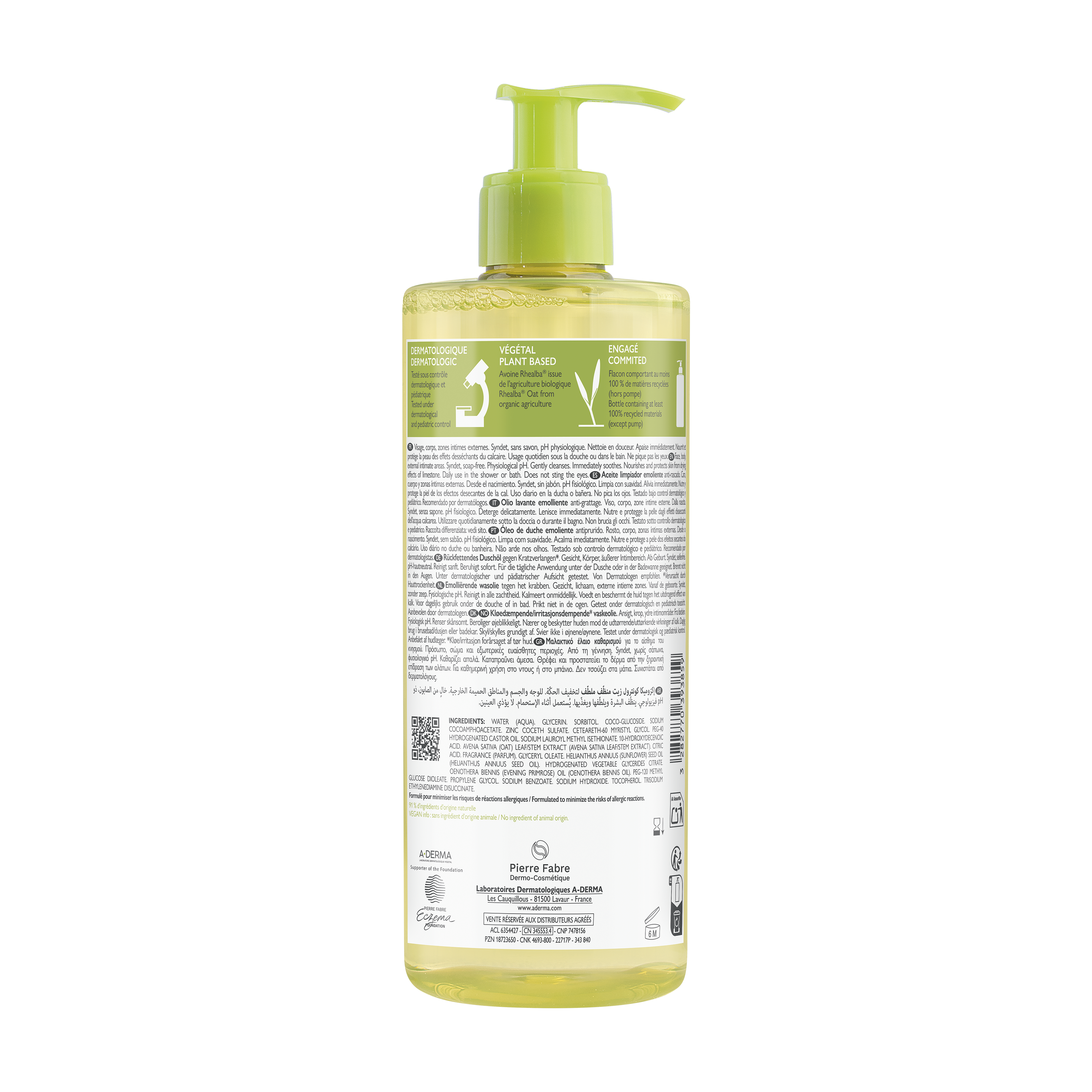 A-Derma Exomega Control Olio lavante emolliente  “anti-grattage”, pelle secca a tendenza atopica, 500ml