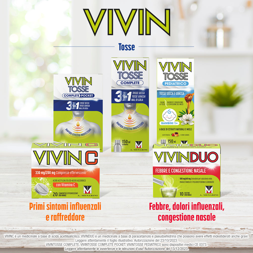 Vivin Tosse Complete 3in1 Tosse Secca, Grassa, Mal Di Gola Sciroppo 150 ml Vivin Tosse Complete 3in1 Tosse Secca, Grassa, Mal Di Gola Sciroppo 150 ml