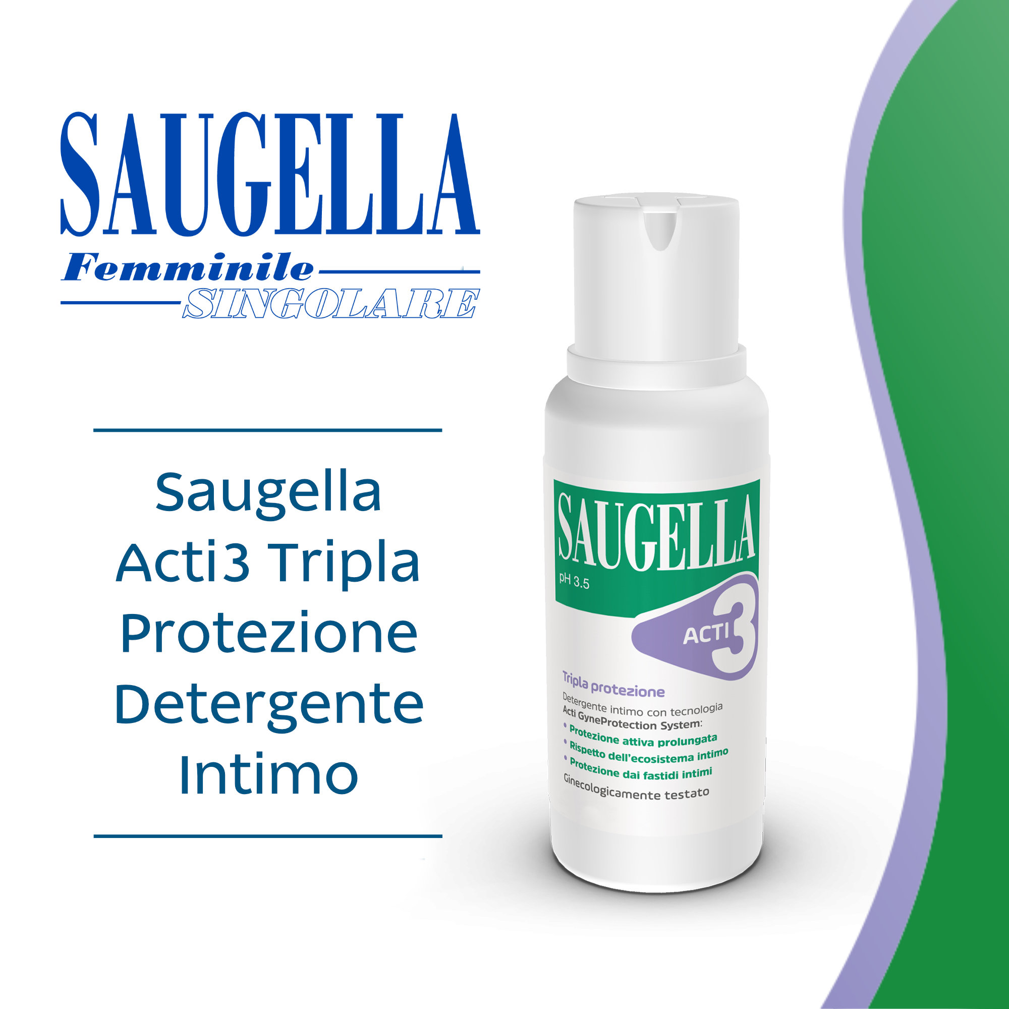 Saugella ACTI3 Detergente Intimo Tripla Protezione 500 mL