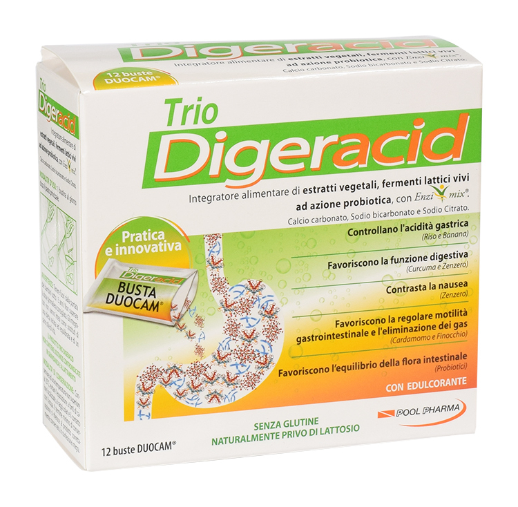 Trio Digeracid Integratore Bruciore e Acidità 12 Bustine