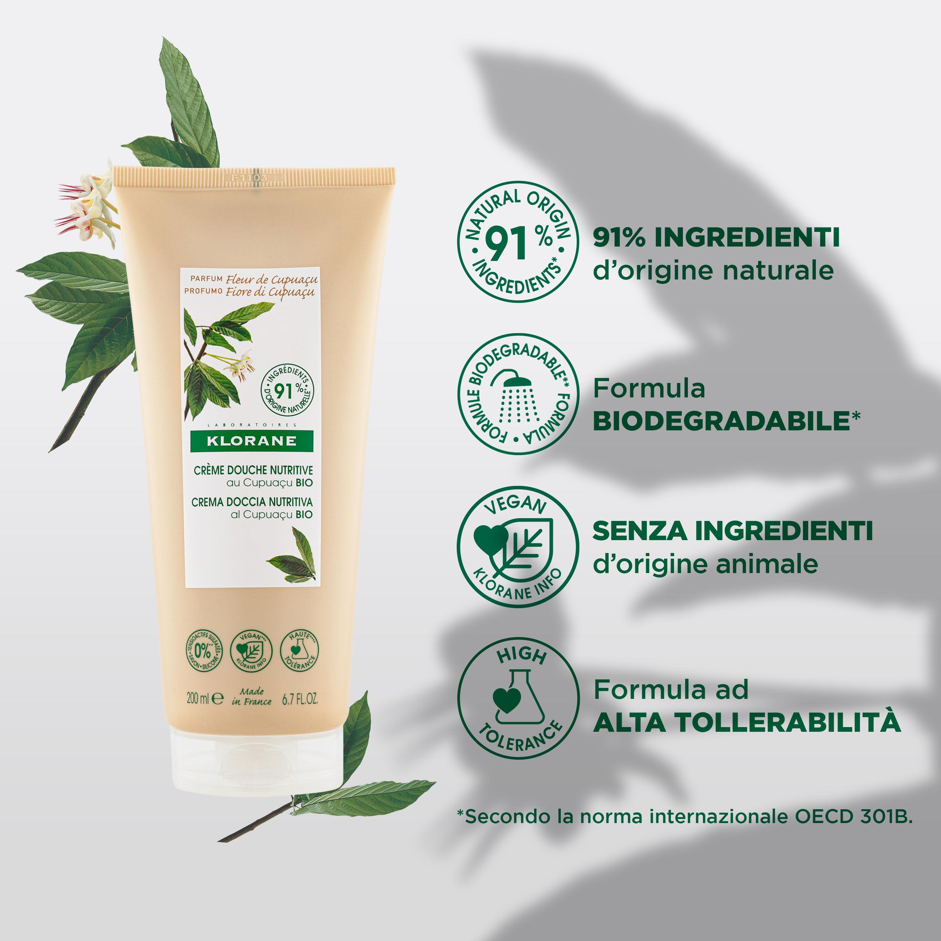 Klorane - Crema Doccia Nutritiva Al Profumo Fiore di Cupuaçu Per Pelle Secca A Molto Secca 200 ml