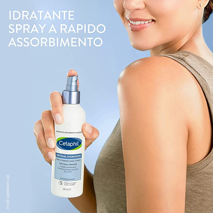 Cetaphil Optimal Hydration Siero Idratante Spray Corpo, per Pelle Secca e Sensibile, Idratazione Intensa per 48 Ore, Formato 207 ml Cetaphil Optimal Hydration Siero Idratante Spray Corpo, per Pelle Secca e Sensibile, Idratazione Intensa per 48 Ore, Formato 207 ml