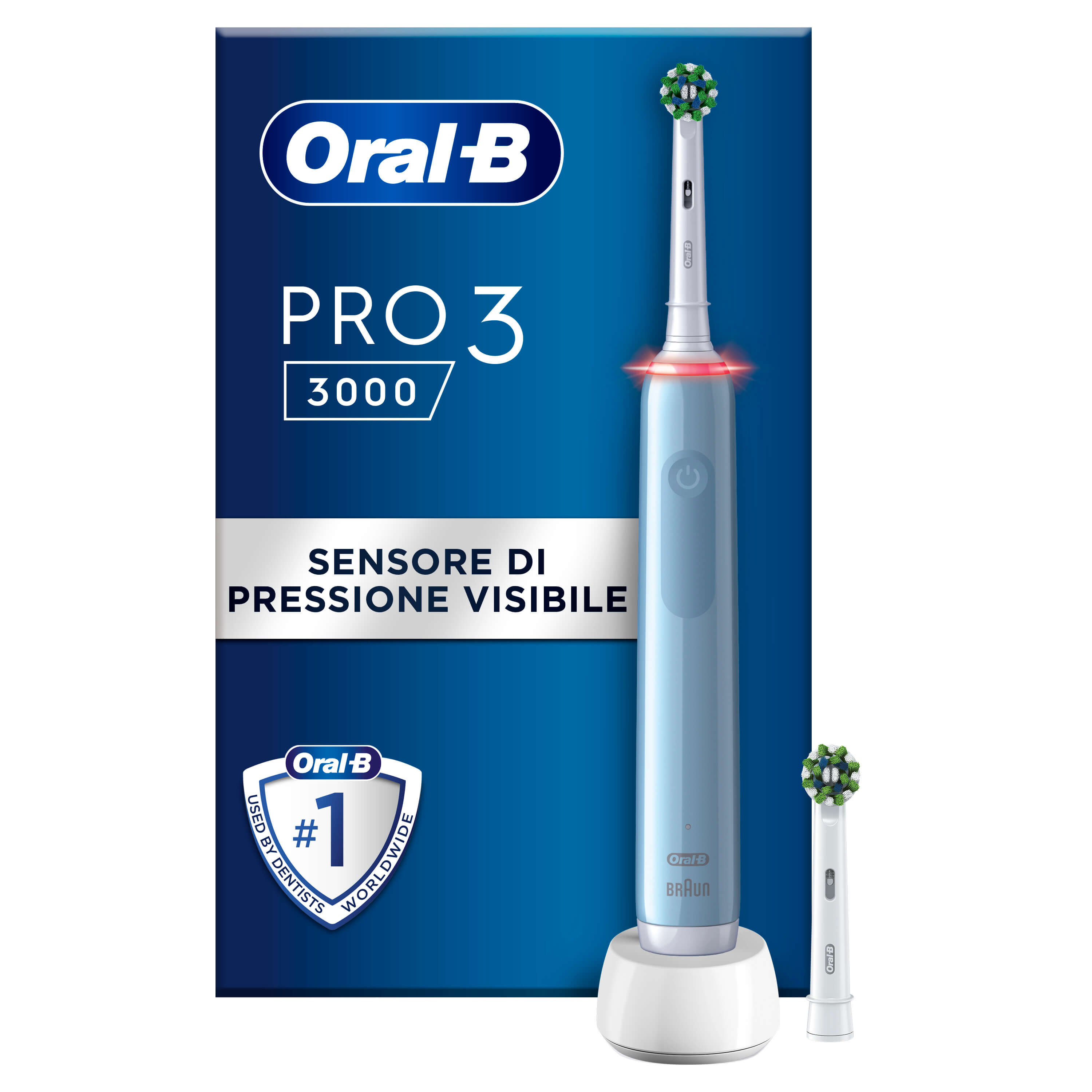 Oral-B Spazzolino Elettrico Ricaricabile Blu Pro3 3000, 2 Testine, 1 Spazzolino Oral-B Spazzolino Elettrico Ricaricabile Blu Pro3 3000, 2 Testine, 1 Spazzolino