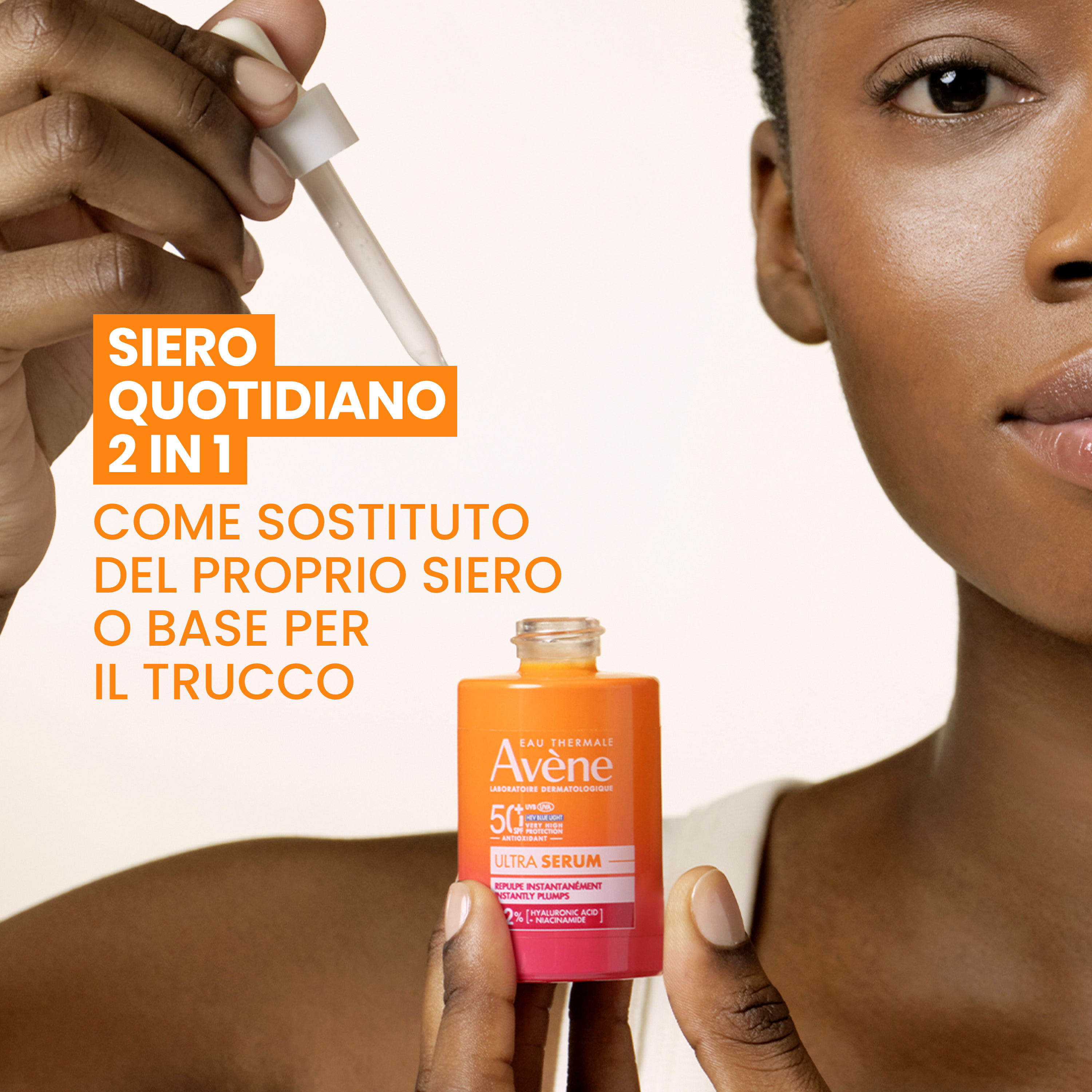Avène - Eau Thermale Ultra Siero SPF50+ Rimpolpa Immediatamente - Protezione Solare Molto Alta Viso 30 ml