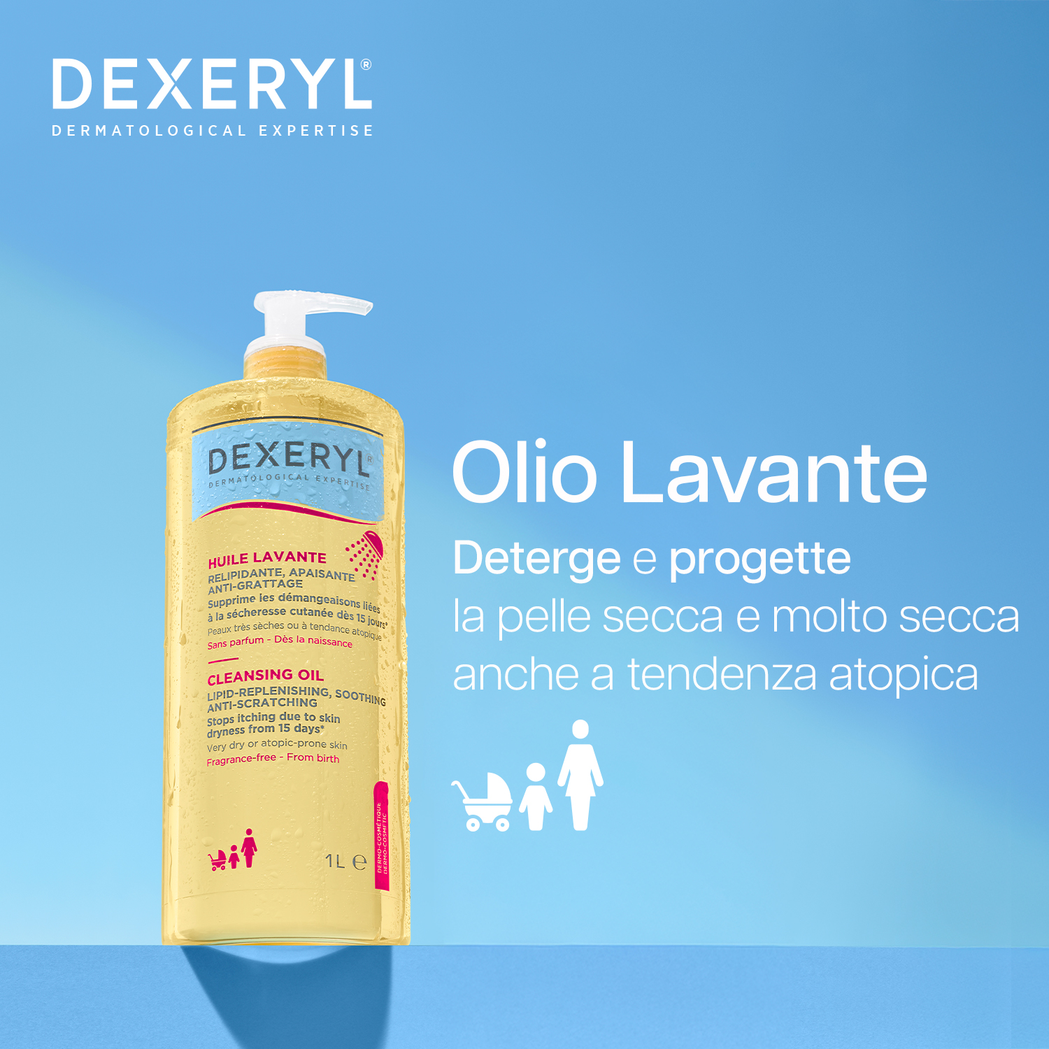 Dexeryl Olio Lavante - Detergente Antiprurito Per Pelle Secca E A Tendenza Atopica 1 Litro