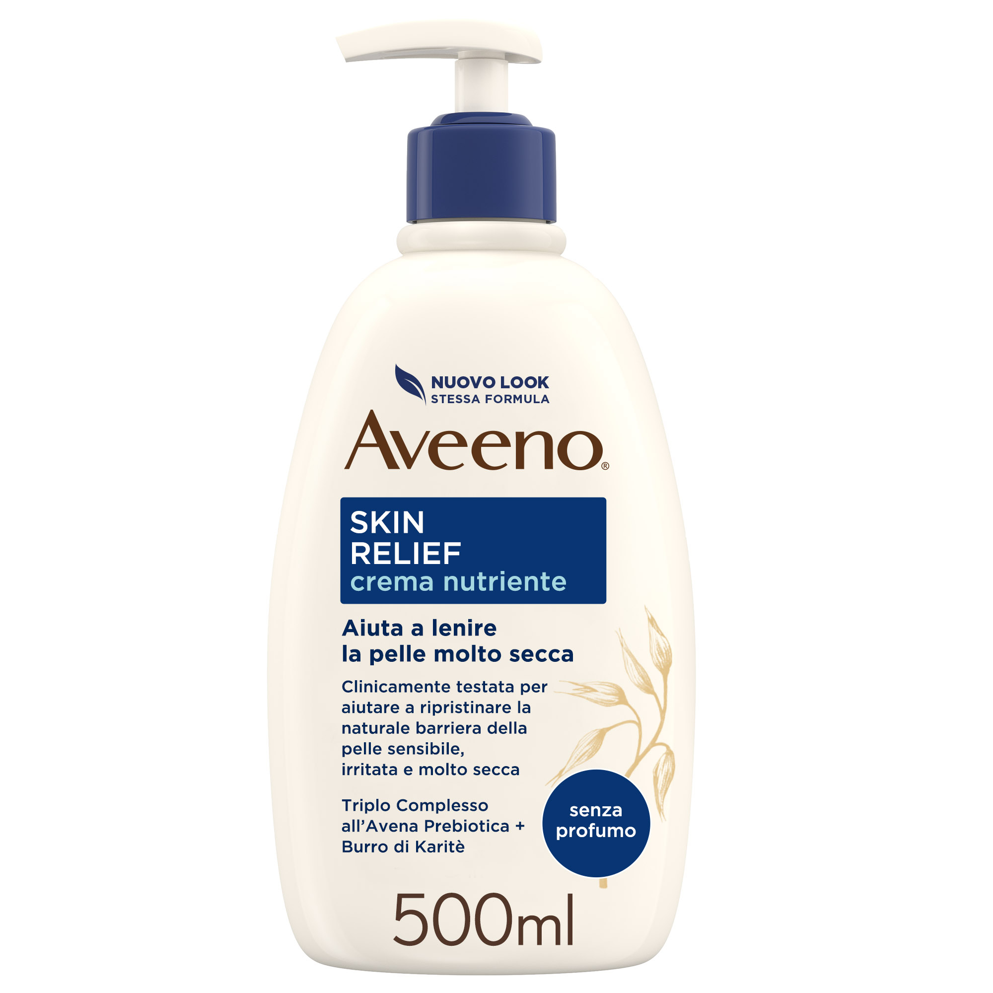 Aveeno Skin Relief Crema Corpo Nutriente per Pelle Secca e Sensibile, all'Avena Prebiotica 500 ml