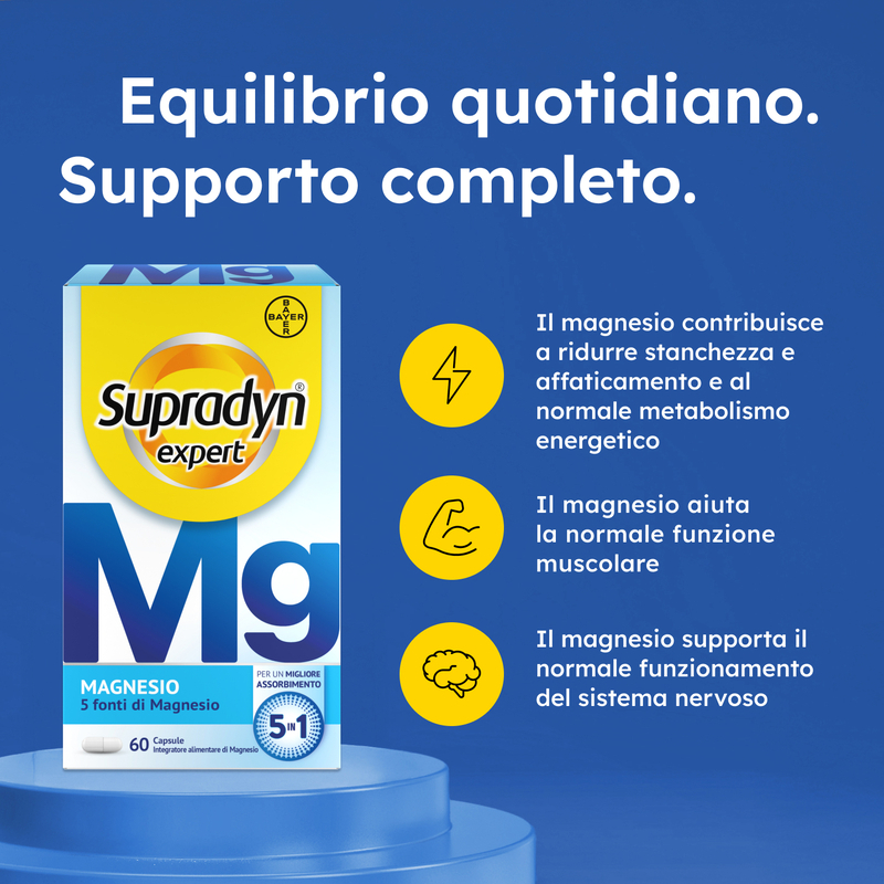 Supradyn Expert Magnesio Completo 5 sali in 1, tra cui Magnesio Bisglicinato, Citrato, Ossido 60 cps