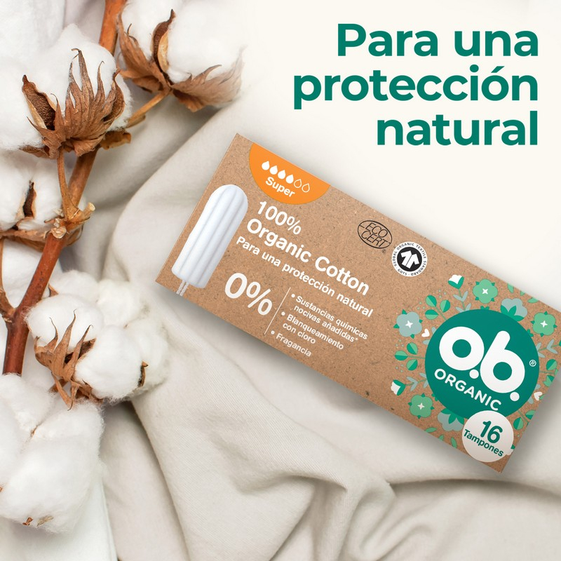 o.b. Assorbenti Interni, Organic Super, 100% Cottone Biologico, 16 Tamponi, color White o.b. Assorbenti Interni, Organic Super, 100% Cottone Biologico, 16 Tamponi, color White