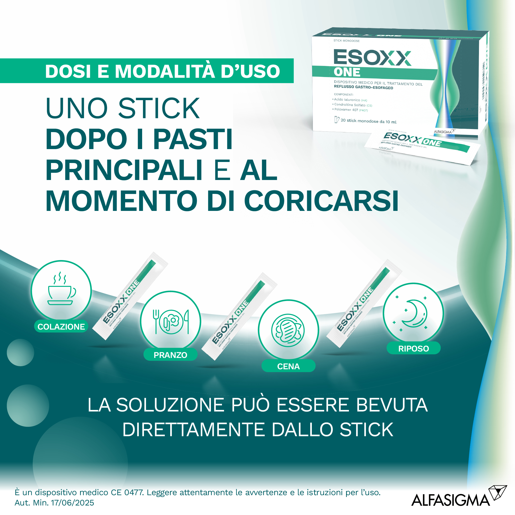 Esoxx One -  Rimedio reflusso gastroesofageo e bruciore di stomaco - 20 Stick