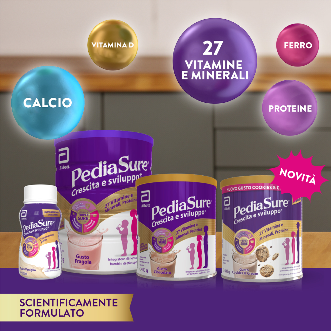 Pediasure Crescita E Sviluppo Integratore Multivitaminico Per Bambini Formato 850g Cookies&Cream