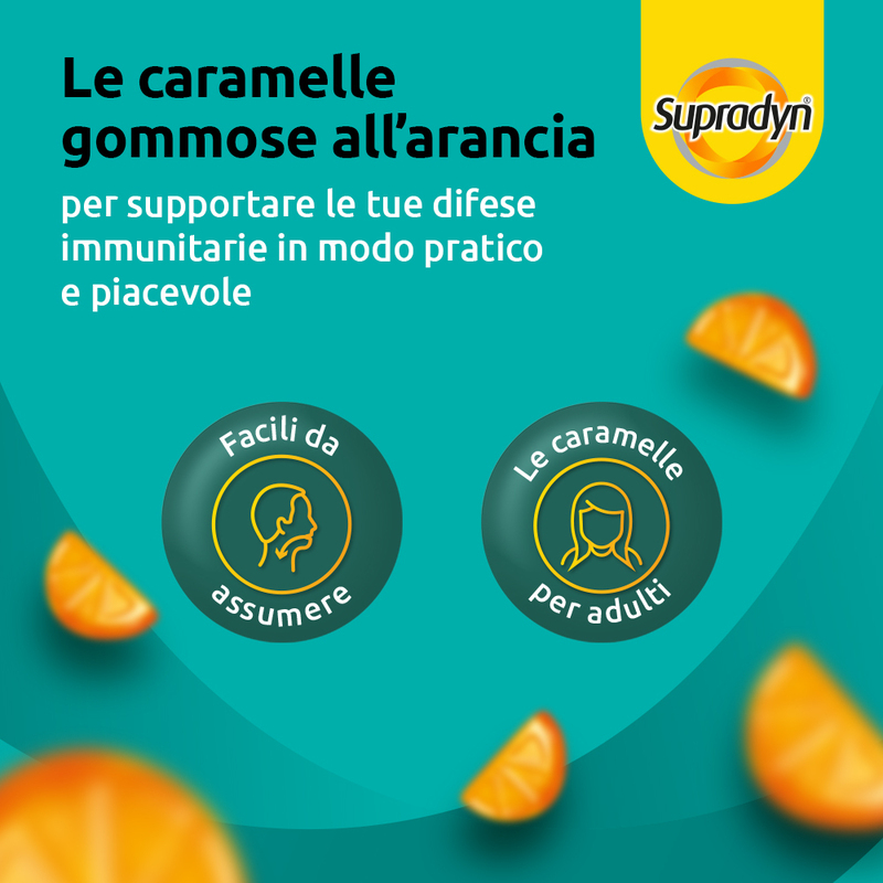 Supradyn Difese Gummy Integratore Multivitaminico con Vitamina C, D e Zinco per Difese Immunitarie degli adulti, Gusto Arancia, 60 Caramelle Gommose Supradyn Difese Gummy Integratore Multivitaminico con Vitamina C, D e Zinco per Difese Immunitarie degli adulti, Gusto Arancia, 60 Caramelle Gommose