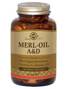 Solgar Merl-Oil A&D Integratore di Olio di Fegato di Merluzzo 100 Perle