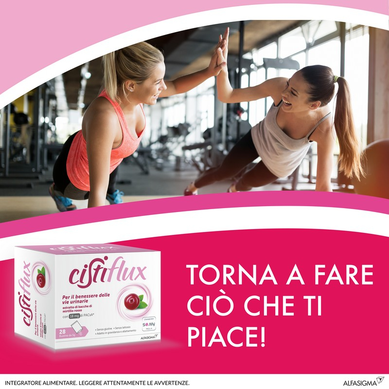 Cistiflux A18, Integratore Alimentare a Base di Estratto Concentrato di Mirtillo Rosso, Cranberry Americano, Che Favorisce la Funzionalità delle Vie Urinarie, utile in caso di cistite, 28 Bustine, Gusto Frutti di Bosco