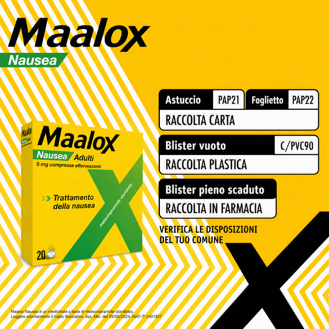 Maalox Nausea 5 mg Metoclopramide Cloridrato - 20 Compresse Effervescenti Per Il Trattamento Della NauseaM