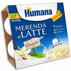 Humana Merenda al Latte Gusto Vaniglia 4x100 g Humana Merenda al Latte Gusto Vaniglia 4x100 g