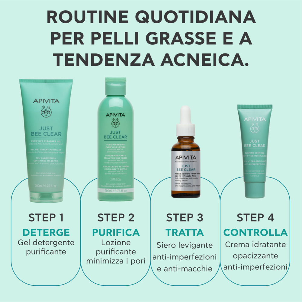 Apivita Just Bee Clear - Siero Perfezionatore, Affinante E Anti-Macchie 30 ml