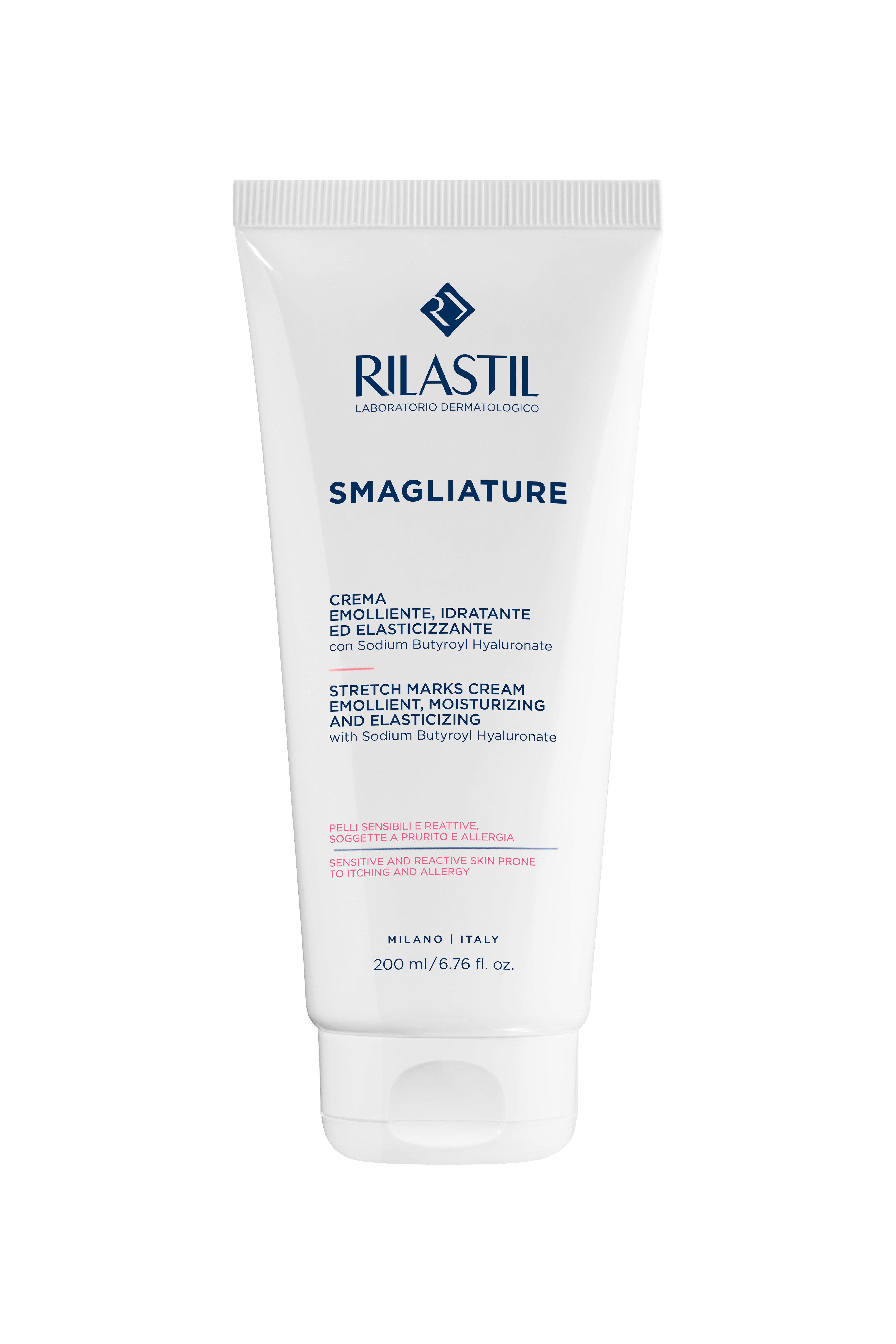 Rilastil Smagliature - Crema Emolliente, Idratante Ed Elasticizzante Per Pelle Sensibile 200 ml