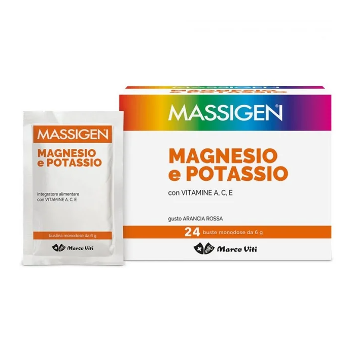 Massigen Magnesio e Potassio Integratore Alimentare, 24 bustine