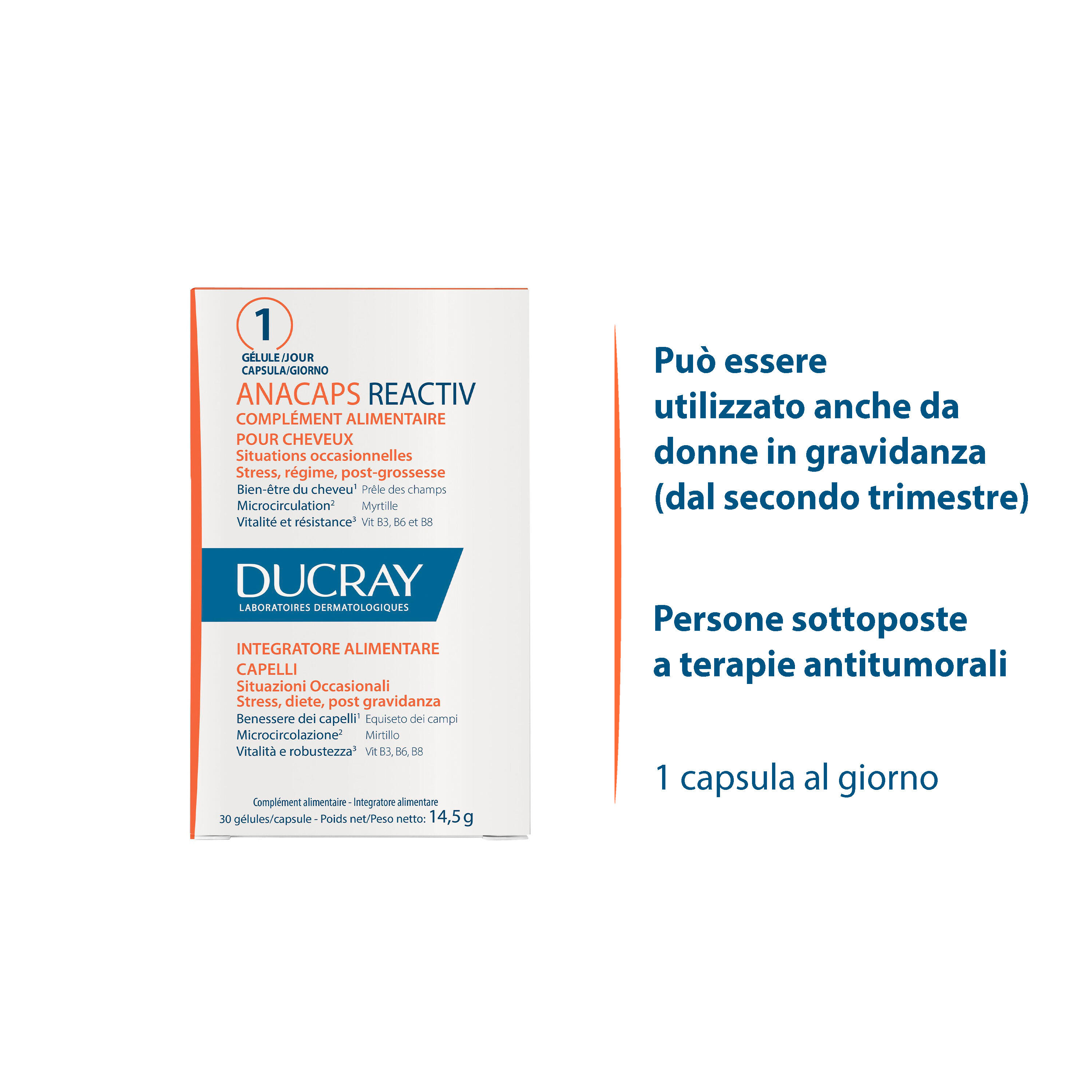 Ducray Anacaps Reactiv 30 Capsule - Integratore Per Capelli In Situazione Occasionale