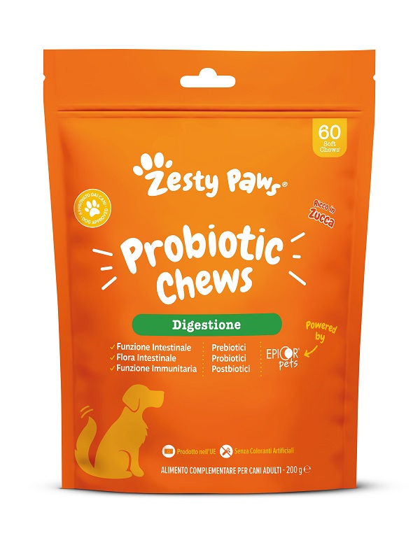ZESTY PAWS PROBIOTIC - Alimento complementare per cani adulti per supportare la salute del sistema immunitario e dell'intestino - 60 Chews ZESTY PAWS PROBIOTIC - Alimento complementare per cani adulti per supportare la salute del sistema immunitario e dell'intestino - 60 Chews