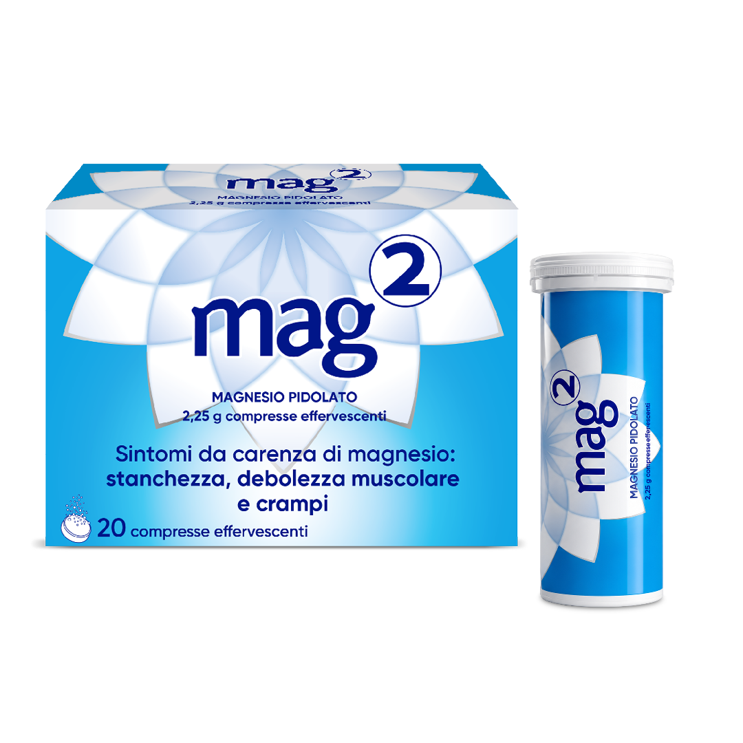 MAG2 Magnesio Pidolato 2,25 g Contro Stanchezza E Debolezza Muscolare 20 Compresse Effervescenti