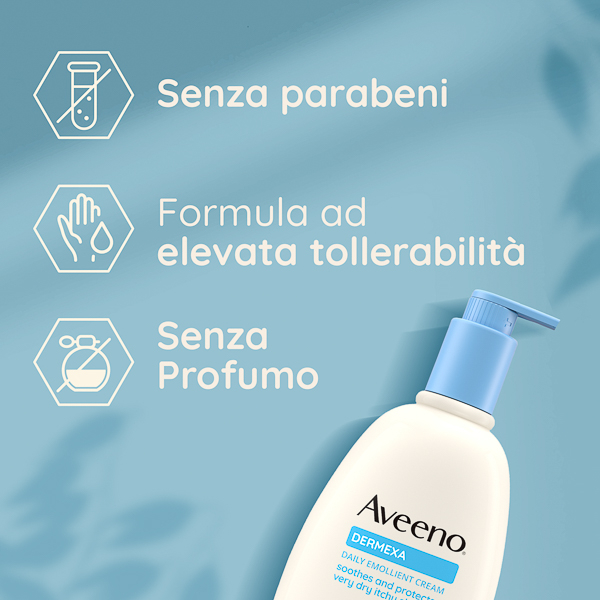 Aveeno Dermexa Crema Idratante Per Pelle Molto Secca e con Prurito, adatto per pelle con tendenza atopica e soggetta a eczema, Senza Profumo 500 ml Aveeno Dermexa Crema Idratante Per Pelle Molto Secca e con Prurito, adatto per pelle con tendenza atopica e soggetta a eczema, Senza Profumo 500 ml