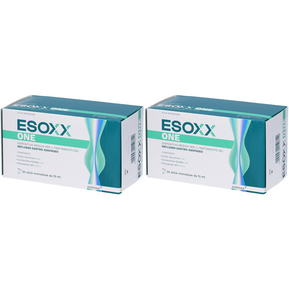Esoxx One -  Pacco Doppio - Rimedio reflusso gastroesofageo e bruciore di stomaco - Bundle 2 confezioni da 20 stick ciascuna