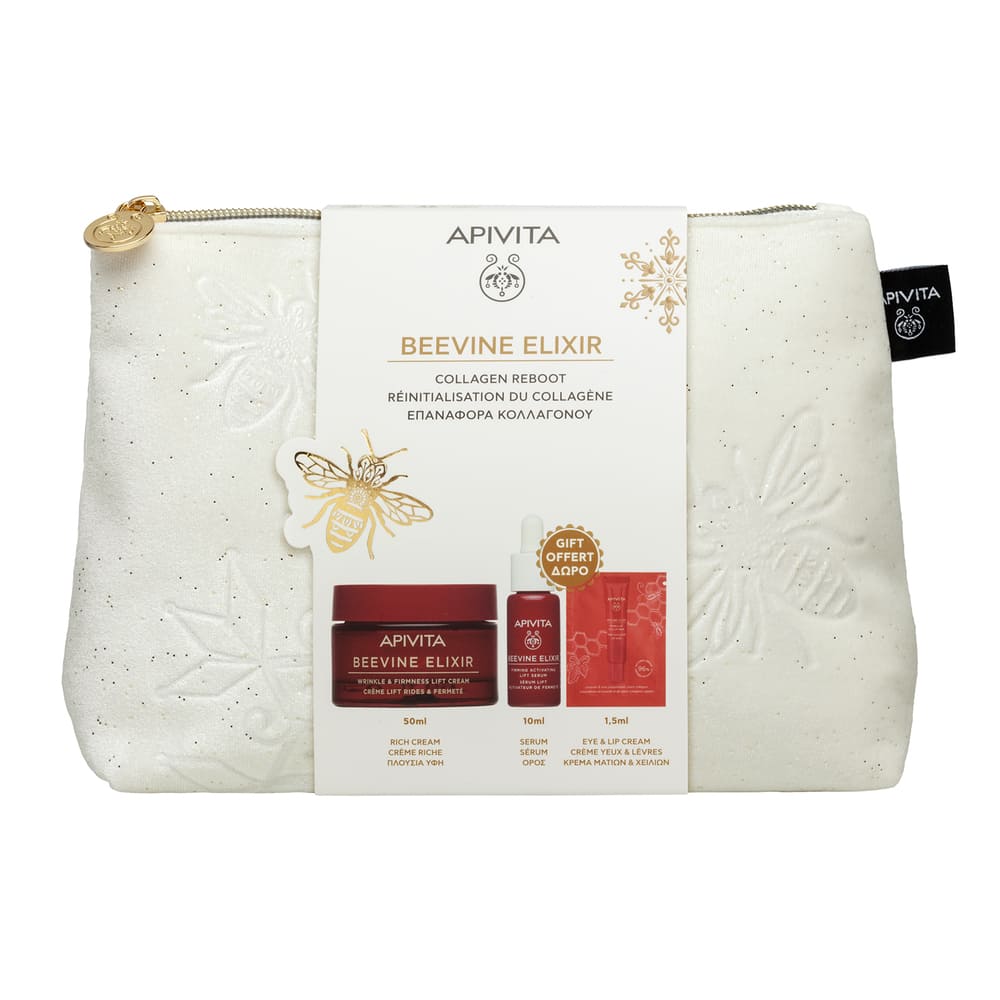Apivita Beevine Elixir Cofanetto Regalo - Crema Ricca Anti-Rughe 50 ml + Siero Antirughe 10 ml + Crema Anti-Rughe Occhi E Labbra 1,5 ml