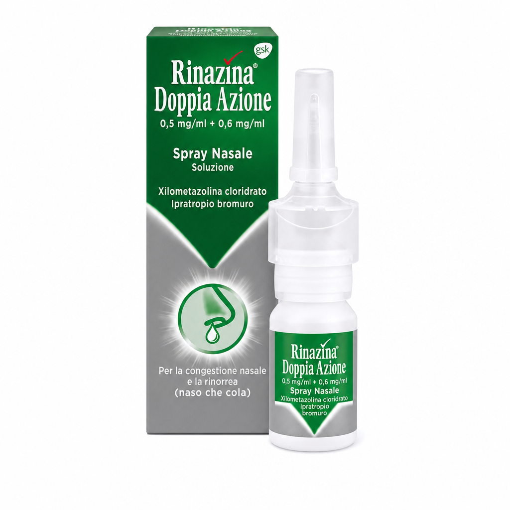 Rinazina Doppia Azione Spray Nasale Decongestionate Libera il Naso Chiuso Raffreddore 10 ml