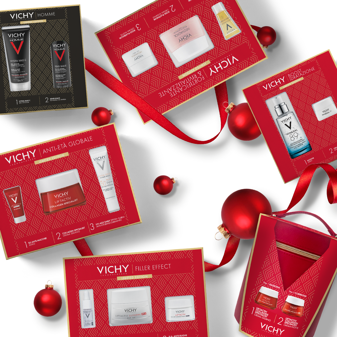 Vichy Cofanetto Regalo Natale Uomo Hydra Mag C Gel Doccia 200 ml + Sensi Shave Schiuma da Barba 20 ml