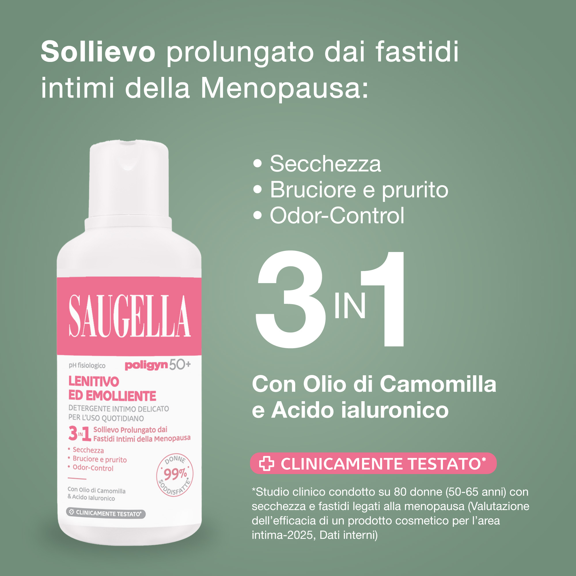 Saugella Poligyn 50+ - Detergente Intimo Lenitivo Ed Emolliente A pH Fisiologico 500 ml