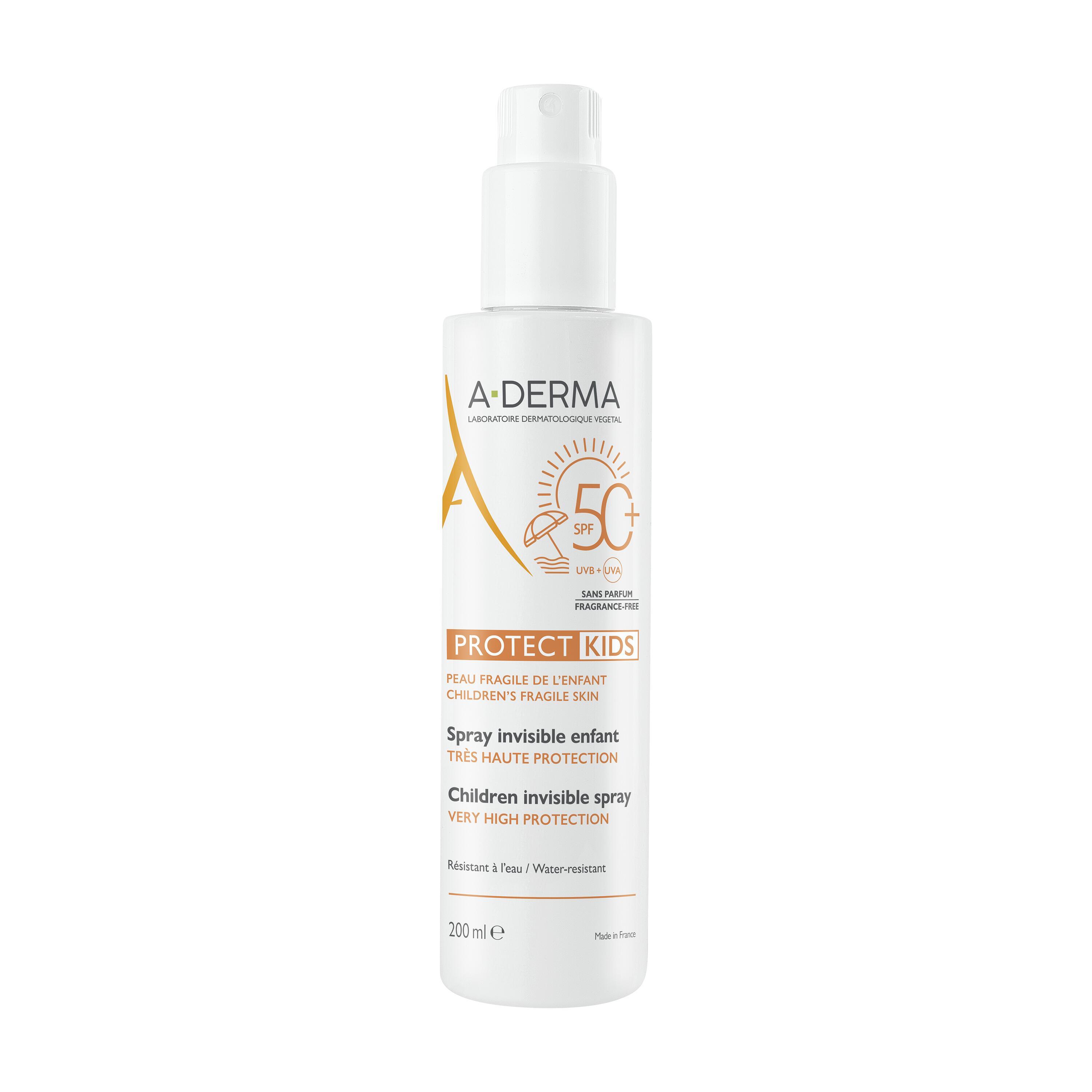 A-Derma - Protect Kids - Spray Invisibile SPF50+ Bambino Protezione Solare Molto Alta Viso E Corpo 200 ml
