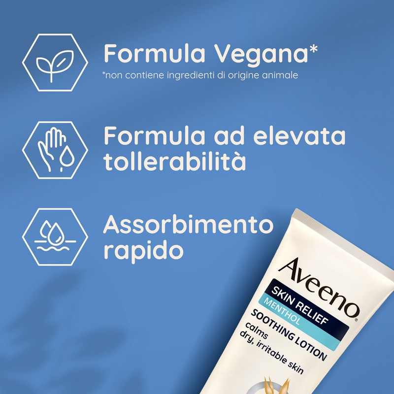 Aveeno, Crema Idratante Lenitiva, Skin Relief, Mentolo, Pelli Secche, 200ml
