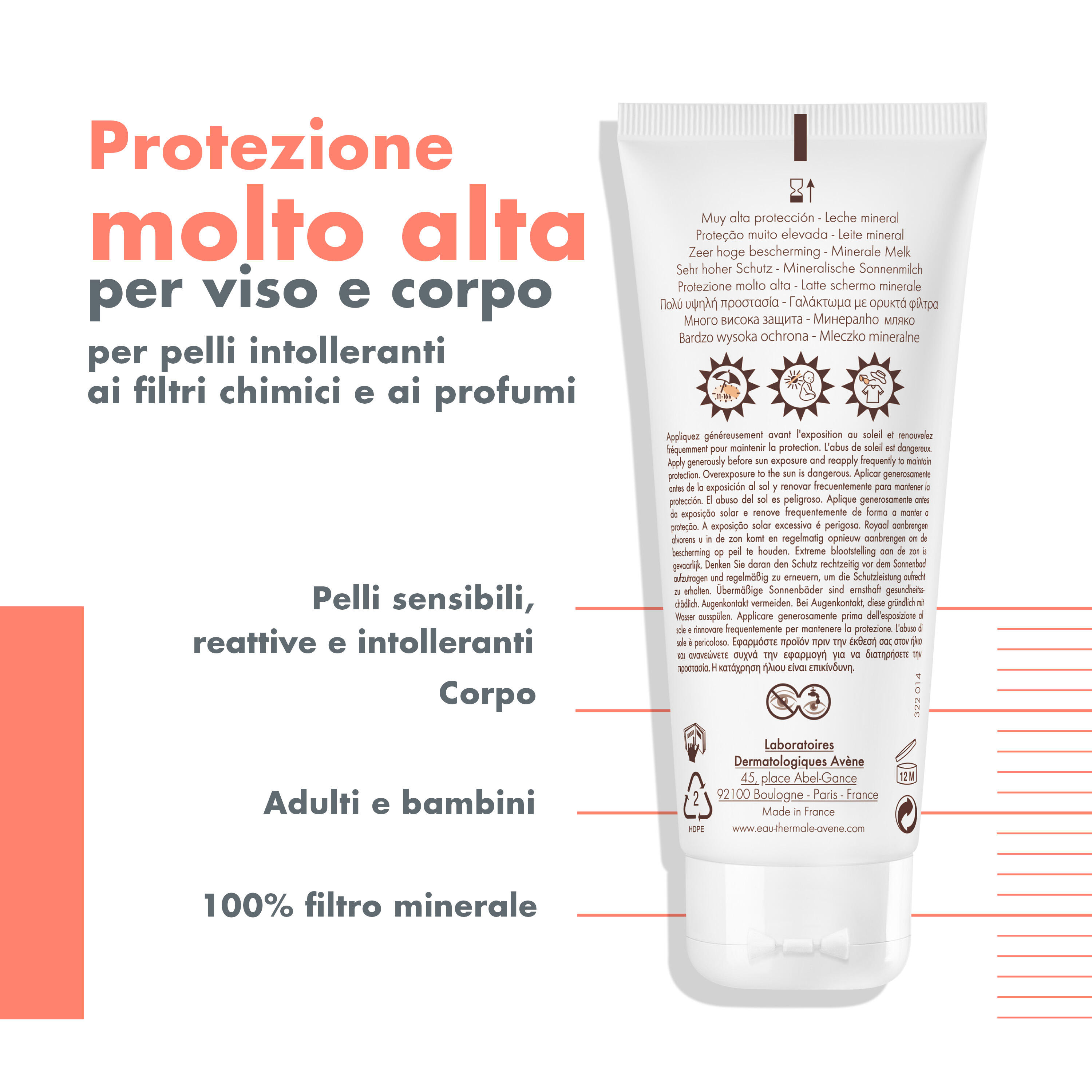 Avène Latte Solare Schermo Minerale SPF 50+ 100mL