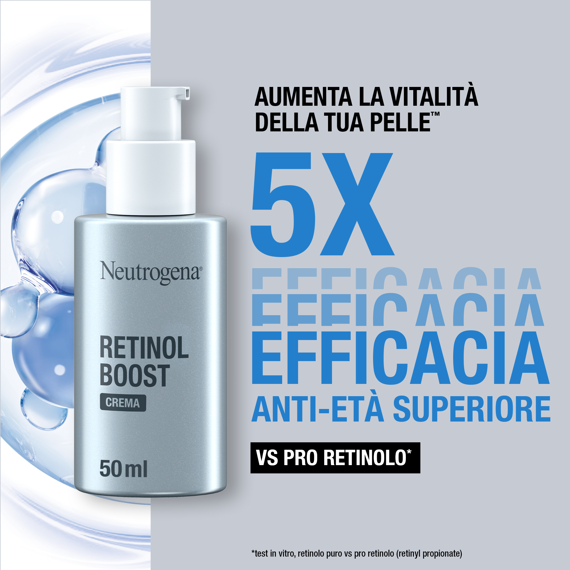 Neutrogena Retinol Boost Crema Viso 50 ml, Crema viso antirughe con Retinolo Puro anti-età Neutrogena Retinol Boost Crema Viso 50 ml, Crema viso antirughe con Retinolo Puro anti-età