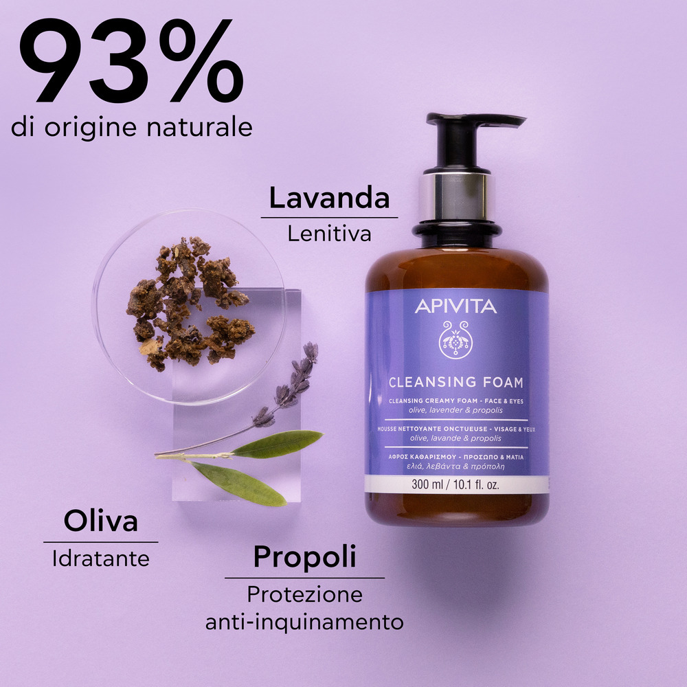 Apivita - Schiuma Detergente Cremosa E Idratante Viso E Occhi 300 ml