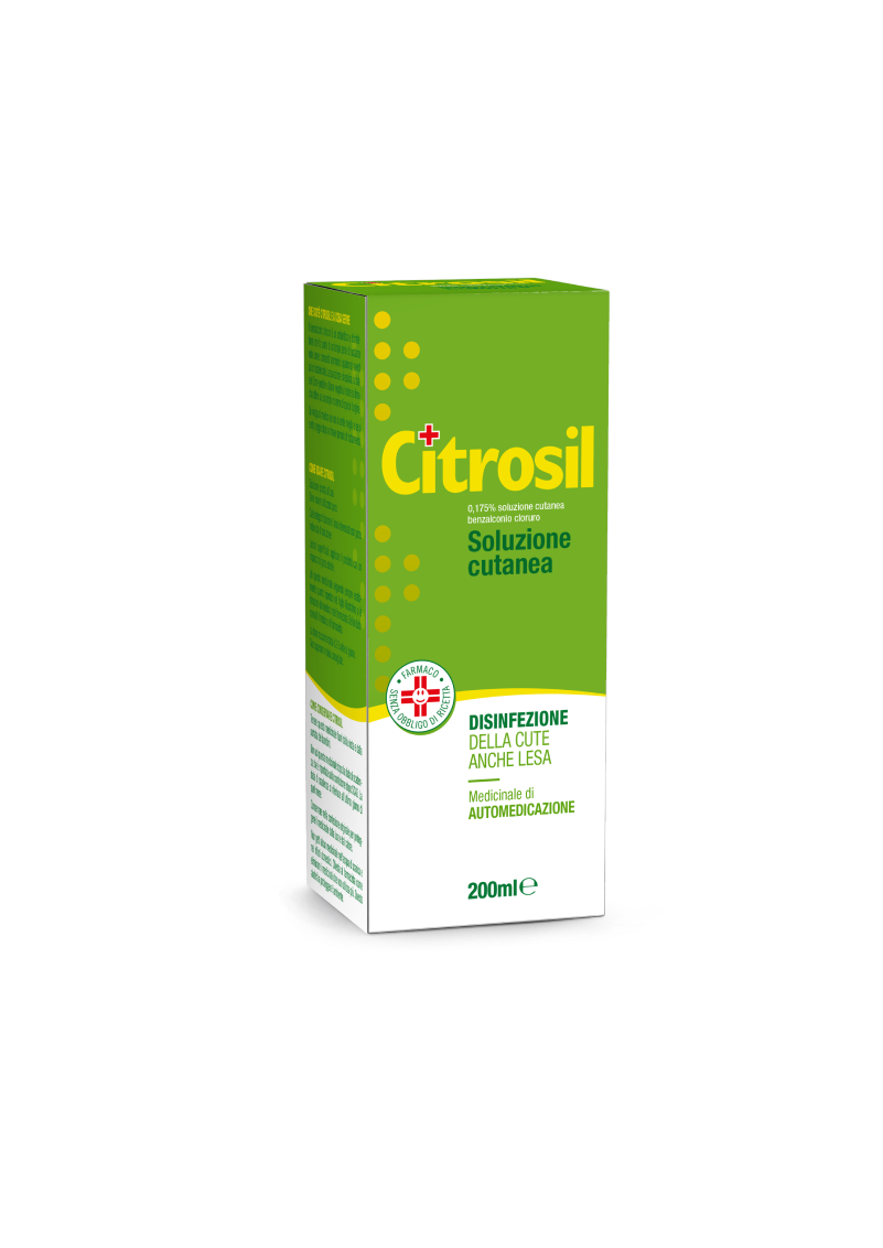 Citrosil Soluzione Cutanea Disinfettante 0,175% Benzalconio cloruro 200 ml Citrosil Soluzione Cutanea Disinfettante 0,175% Benzalconio cloruro 200 ml