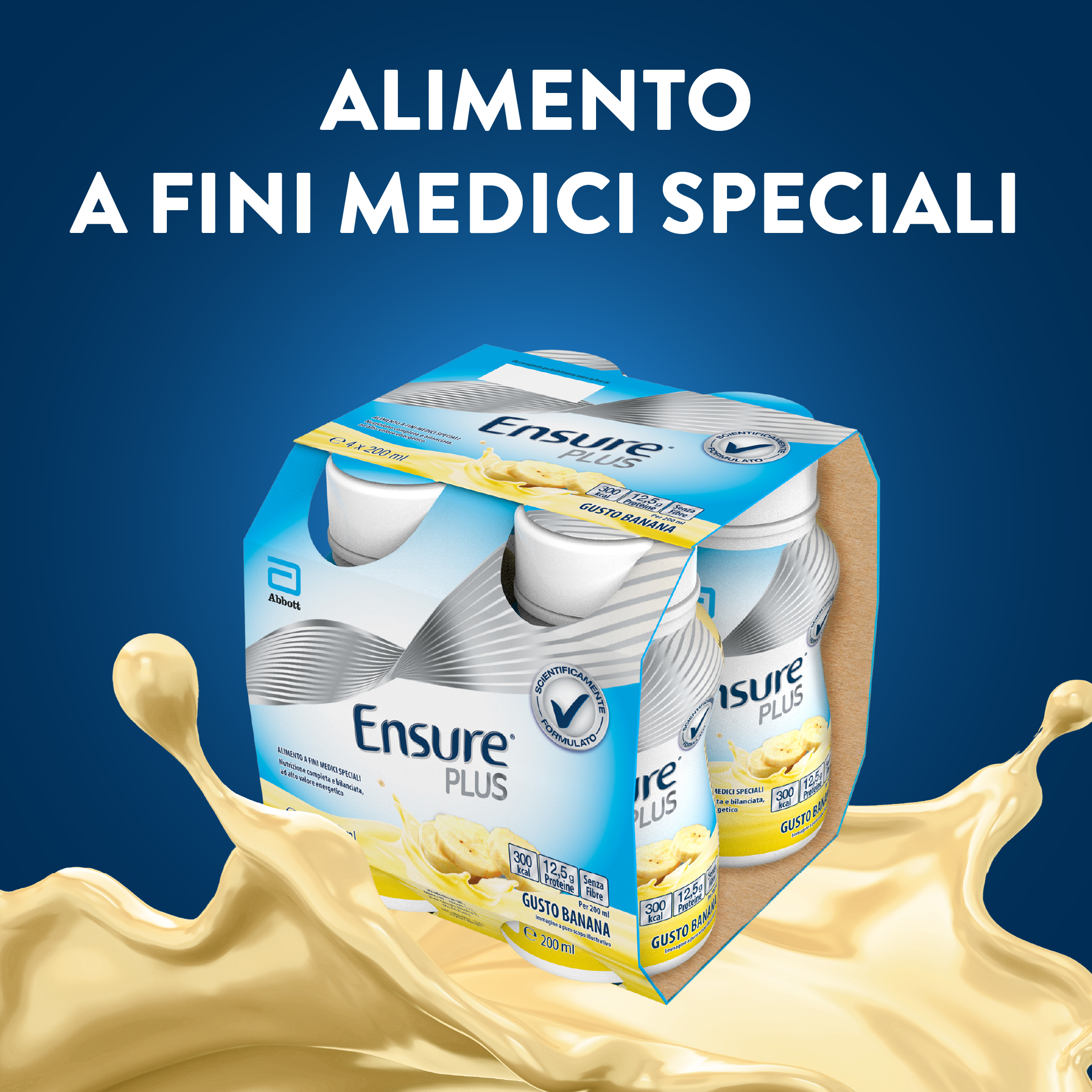 Ensure Plus Alimento a Fini Medici Speciali Ipercalorico Banana 4x200ml