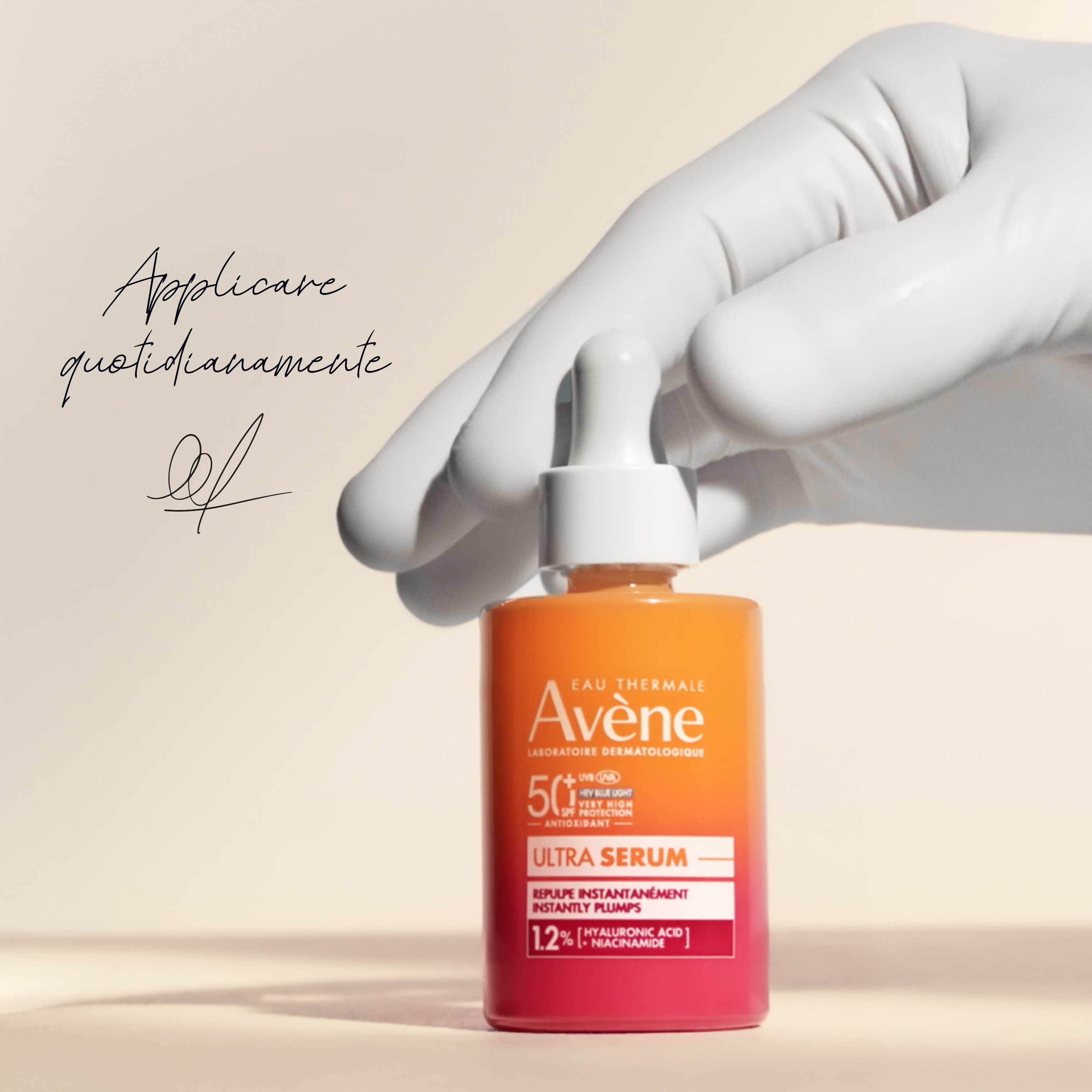 Avène - Eau Thermale Ultra Siero SPF50+ Rimpolpa Immediatamente - Protezione Solare Molto Alta Viso 30 ml