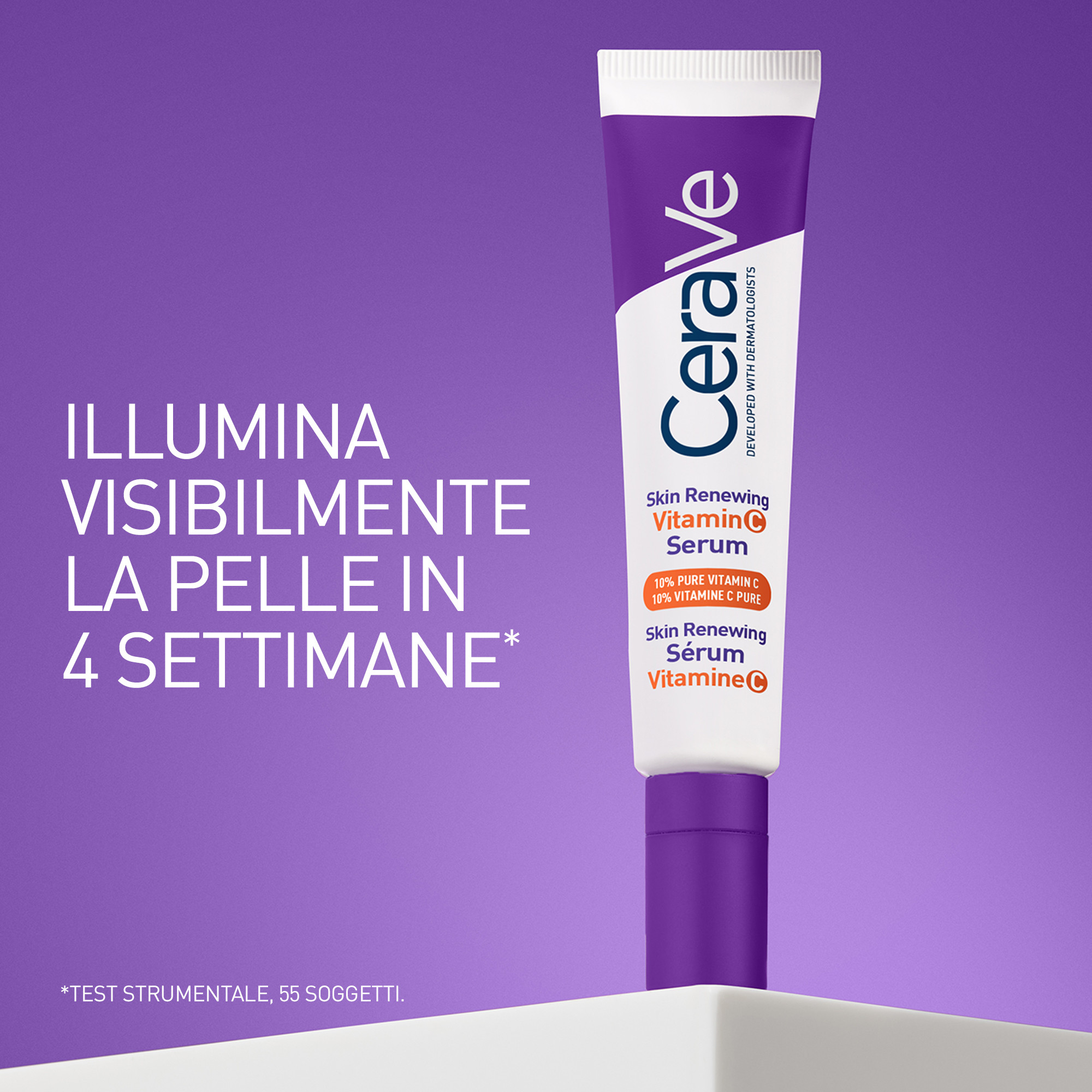 CeraVe Skin Renewing Siero Vitamina C, Con 10% Vitamina C Pura, 3 Ceramidi Essenziali, Acido Ialuronico e Vitamina B5, Per i Primi Segni dell'Età, 30 ml
