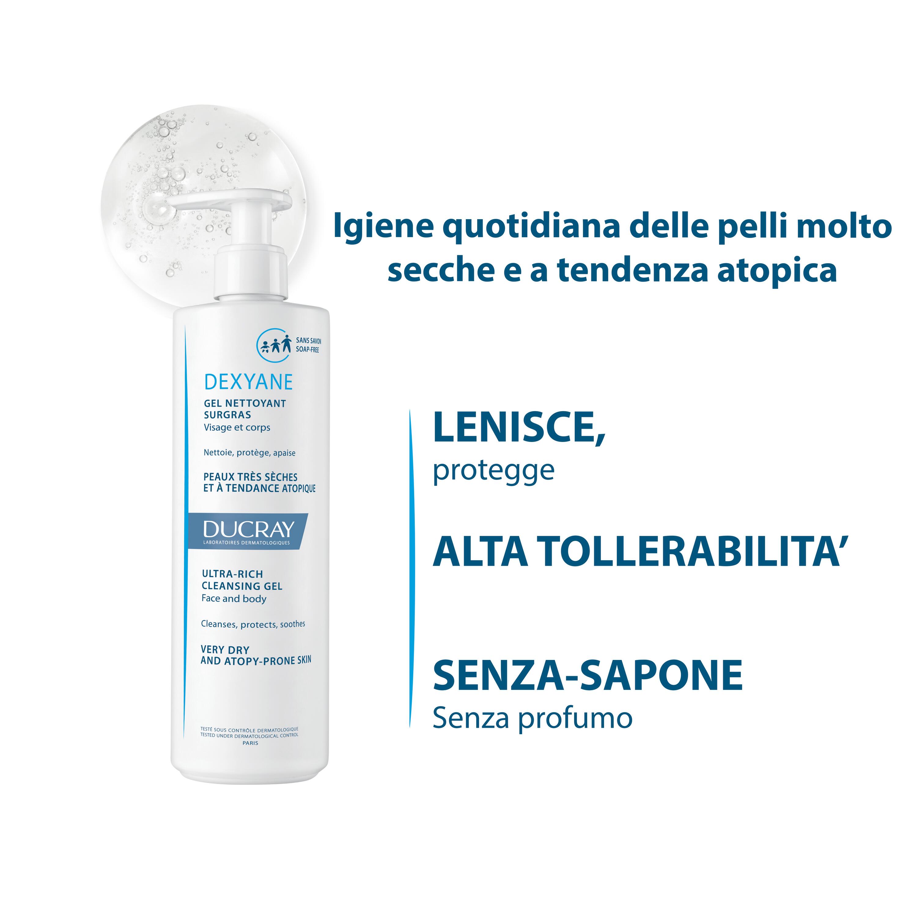 Ducray Dexyane - Gel Detergente Surgras Viso E Corpo Per Pelle Atopica 400 ml