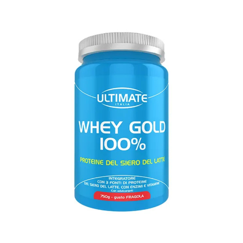 Ultimate Italia Whey Gold 100% Gusto Fragola - Proteine Del Siero Del Latte In Polvere 750 g