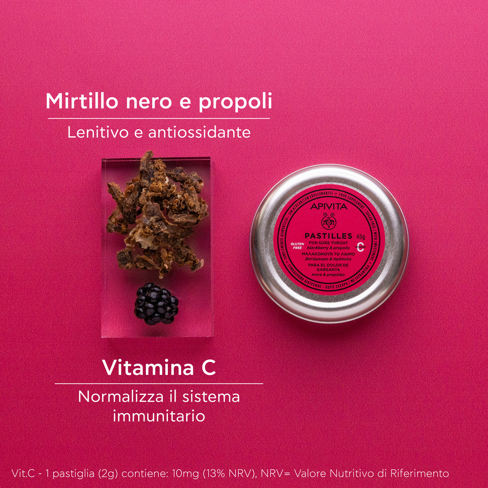 Apivita - Pastiglie Per Mal Di Gola Gusto Mora E Propoli 45 g