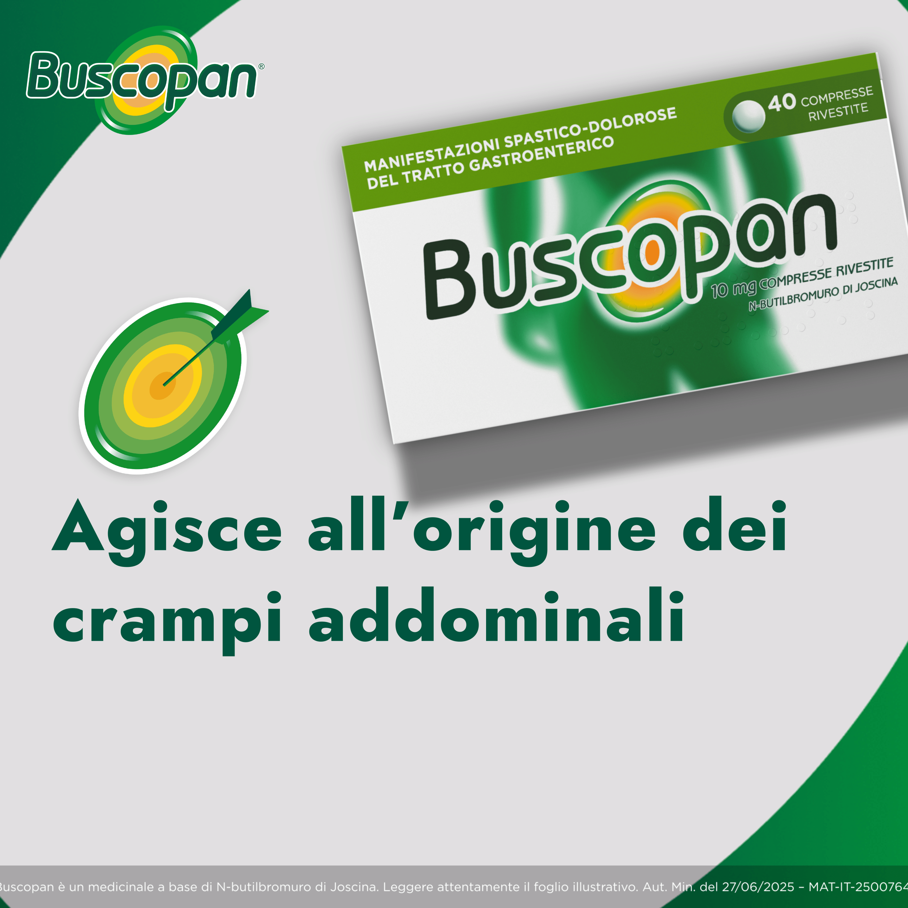 Buscopan Contro Mal di Pancia, Dolori e Crampi Addominali, 40 Compresse Rivestite